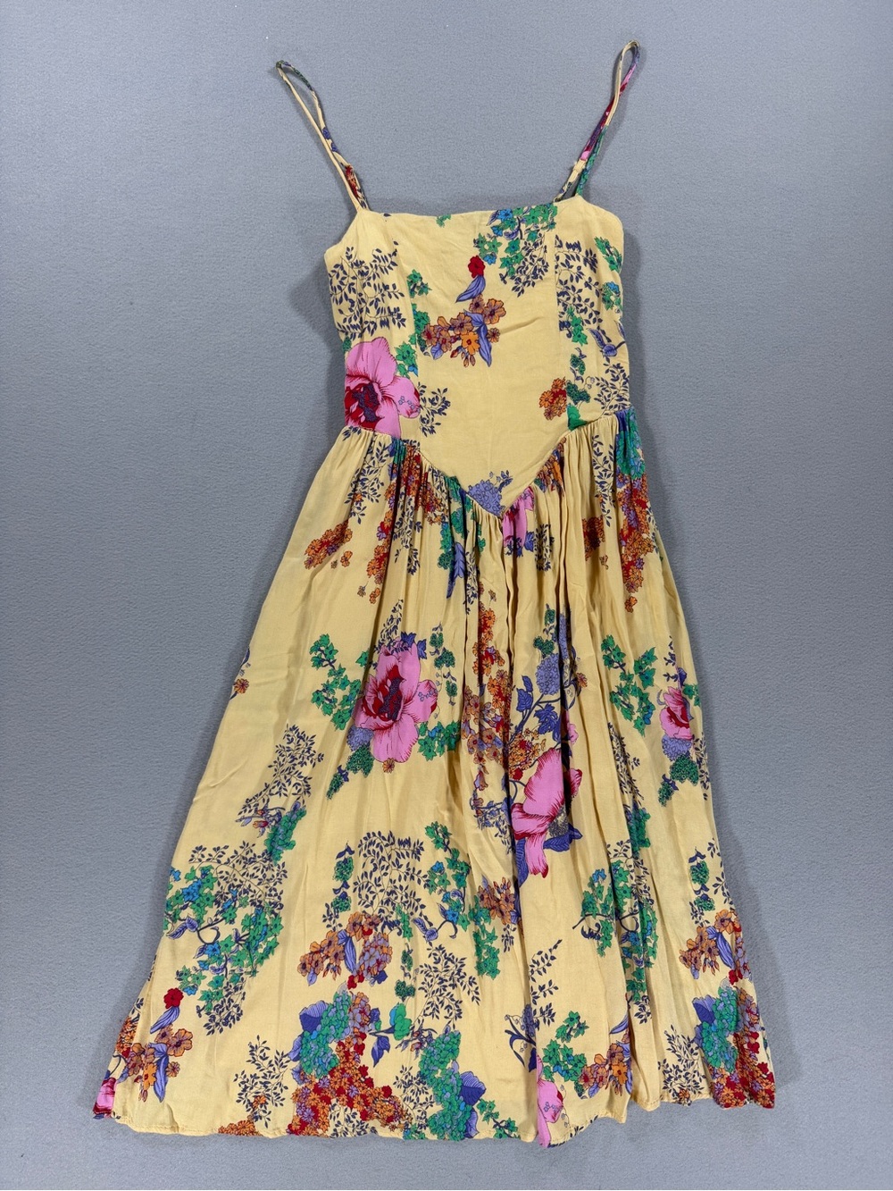 Urban Outfitters Sylvia Yellow Floral Prairie Midi Dress Corset Cottagecore - Picture 6 of 16